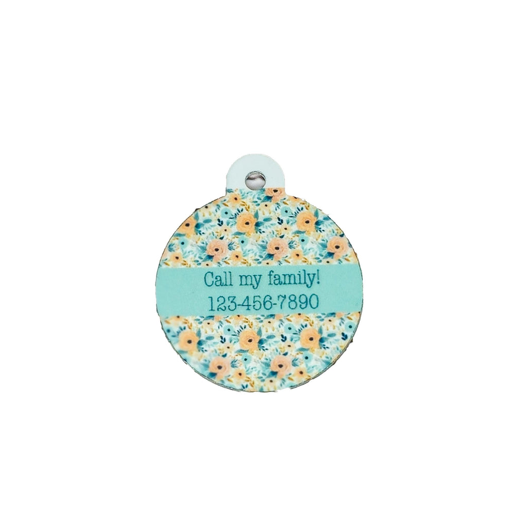 Pet ID Tag Floral Two Sided- Round - Medium, Small, and Extra Small, Flower Pet image 1