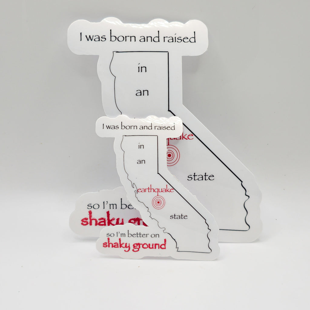 California Earthquake State Shaky Ground Sticker - Set Of Two image 1