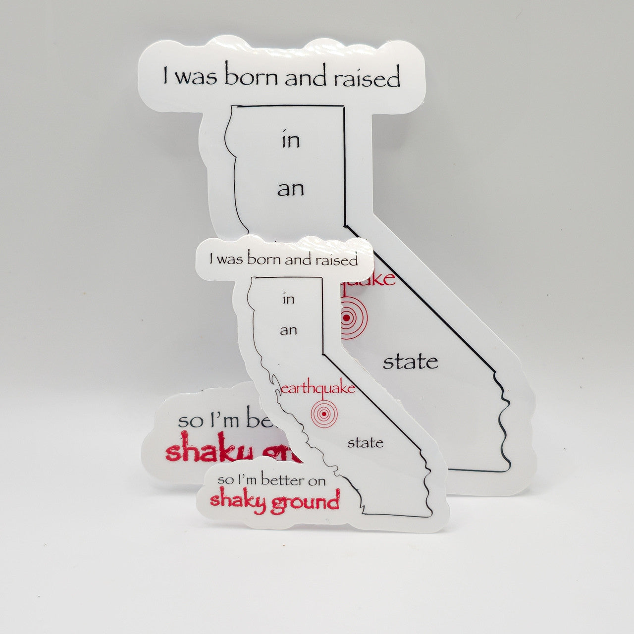 California Earthquake State Shaky Ground Sticker - Set Of Two image 1