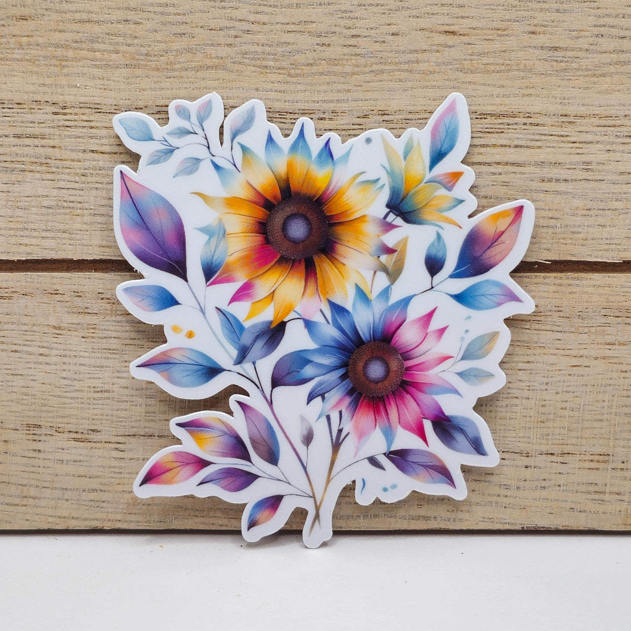 Vibrant Sunflower Sticker Pack - 3 Vinyl Stickers - Floral Stickers - Journal  image 2