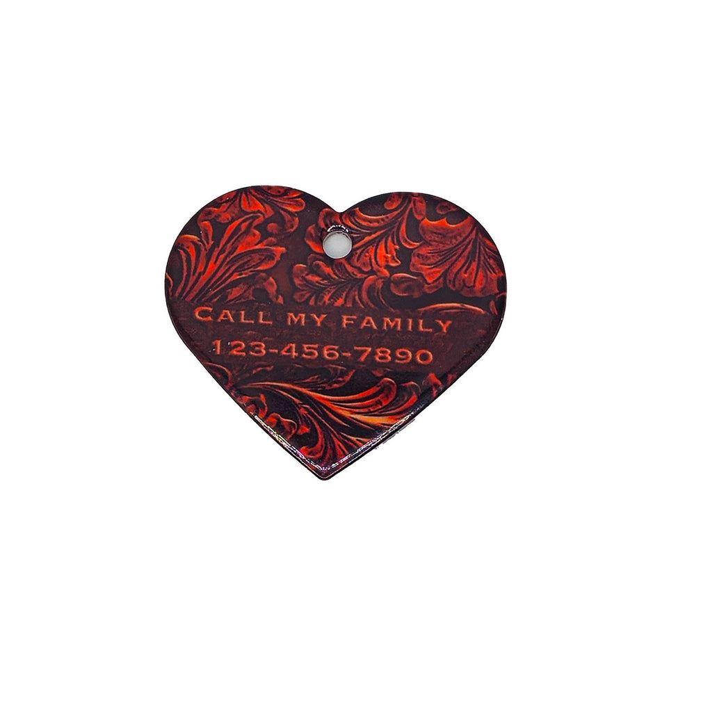 Tooled Leather Look Aluminum Pet ID Tag image 2