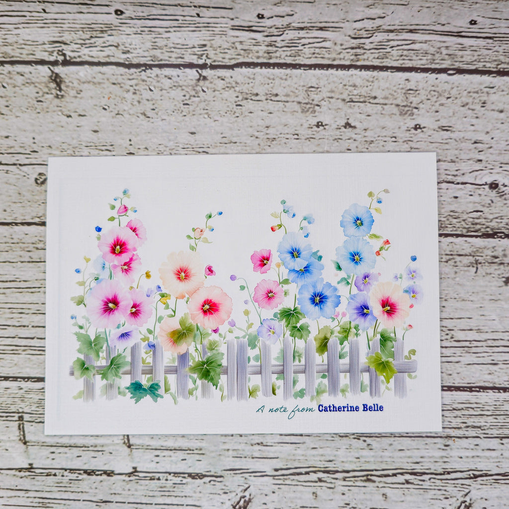 Personalized Set of  Notecards with Envelopes Featuring Hollyhocks image 6