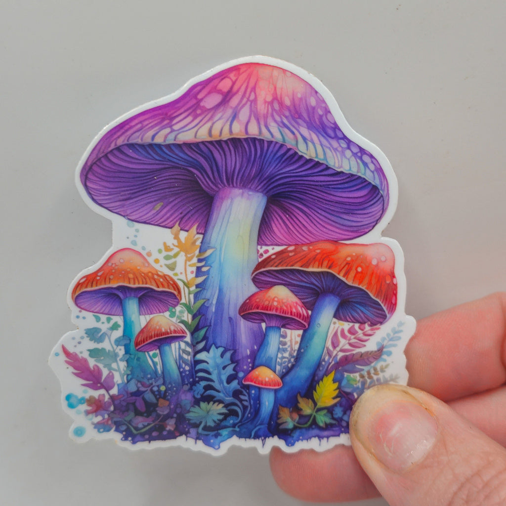 Groovy Mushroom Stickers - Set of Two Stickers - Vinyl Stickers - Watercolor ( image 3