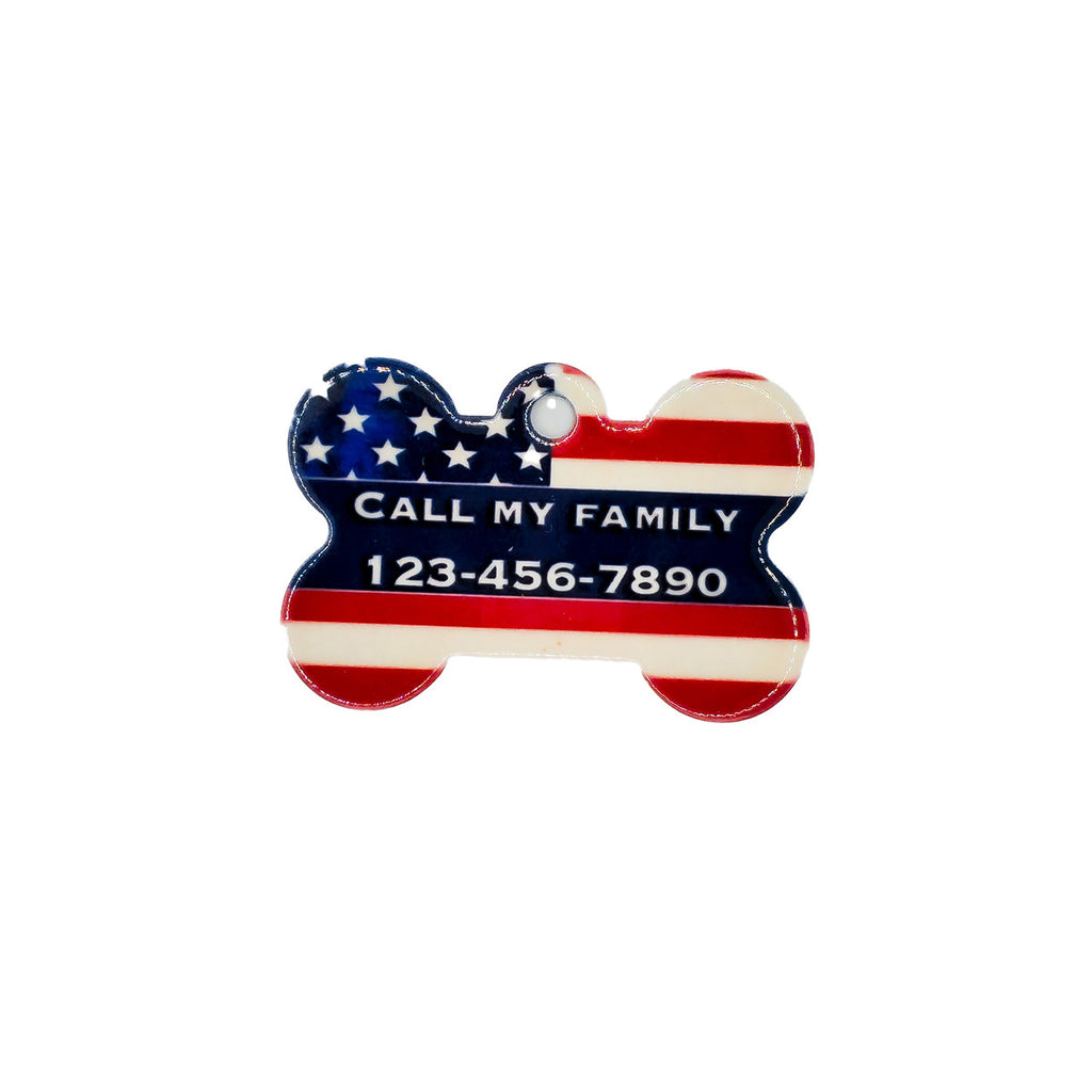 American Flag Pet ID Tag Dog Bone Shaped image 1