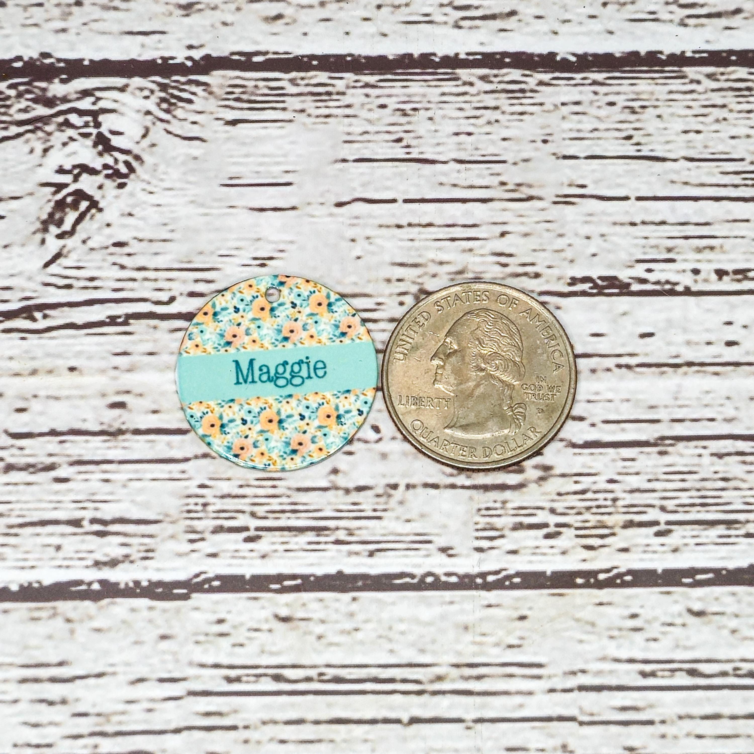 Pet ID Tag Floral Two Sided- Round - Medium, Small, and Extra Small, Flower Pet image 6