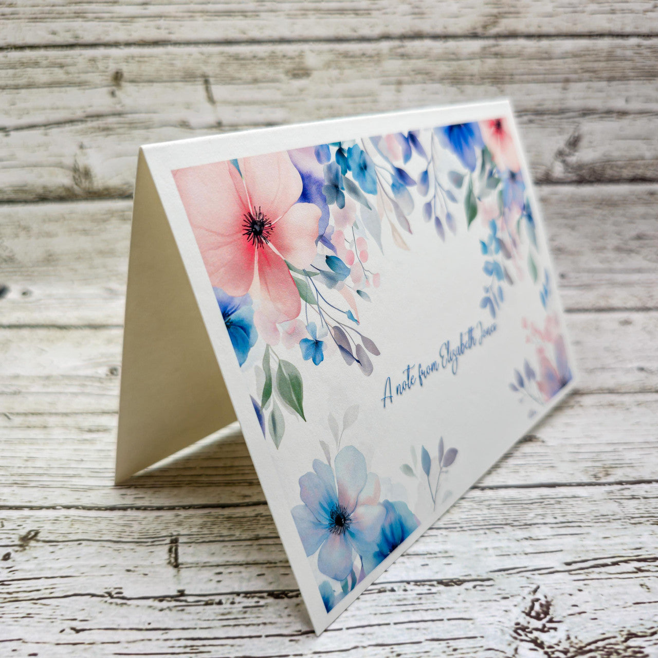 Personalized Set of Notecards with Envelopes Watercolor Pastel Flowers image 2