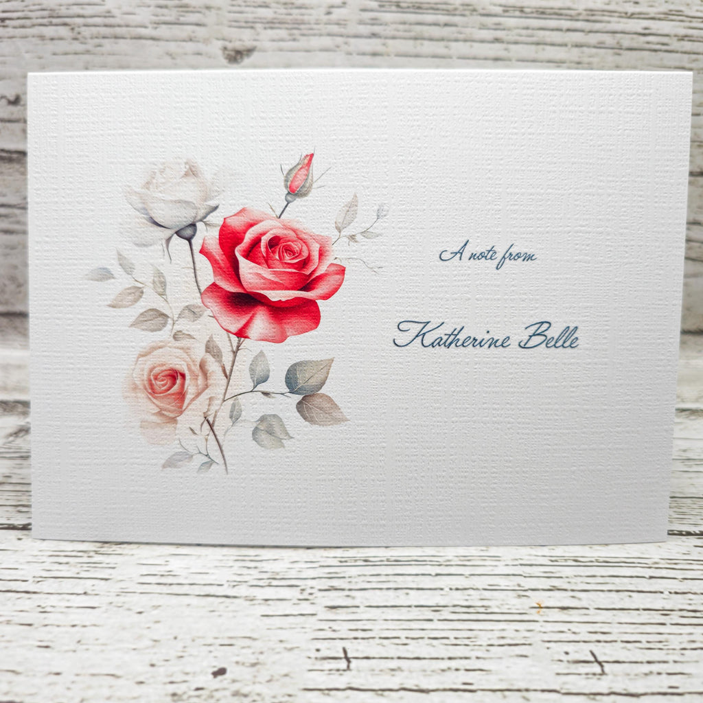 Personalized Note Card Set with Envelopes, Five Rose Designs ,Greeting Card image 3