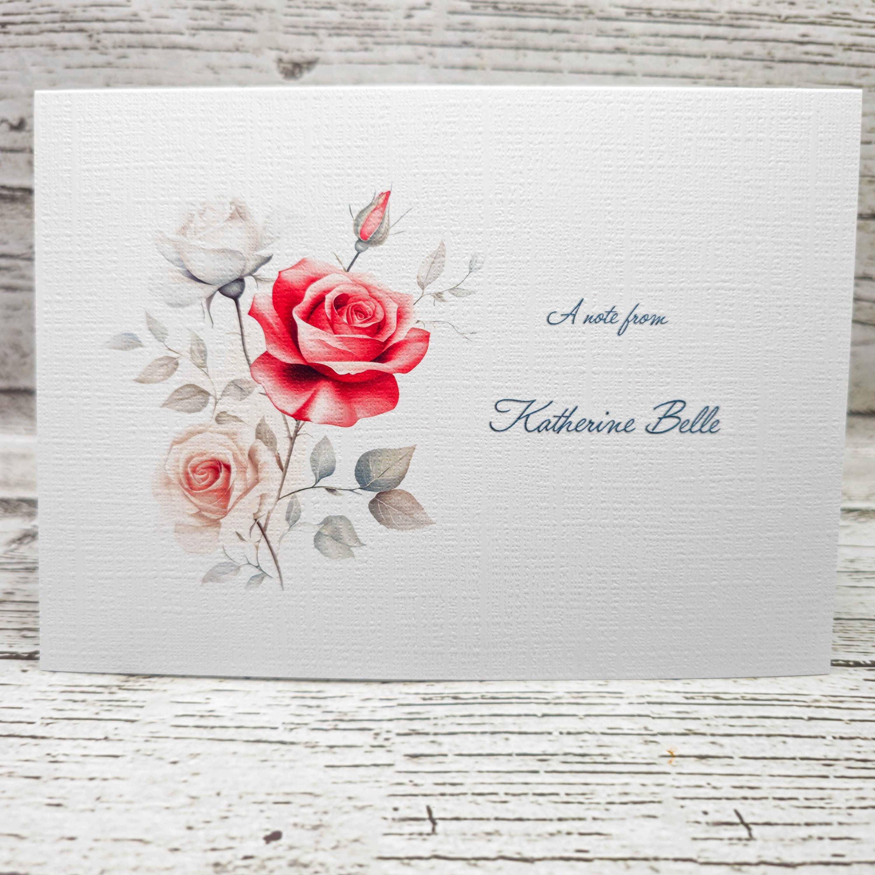 Personalized Note Card Set with Envelopes, Five Rose Designs ,Greeting Card image 3