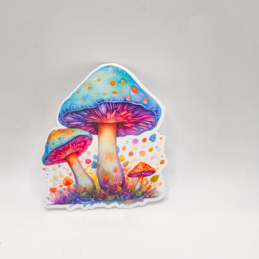 Groovy Mushroom Stickers - Set of Two Stickers - Vinyl Stickers- Watercolor image 2