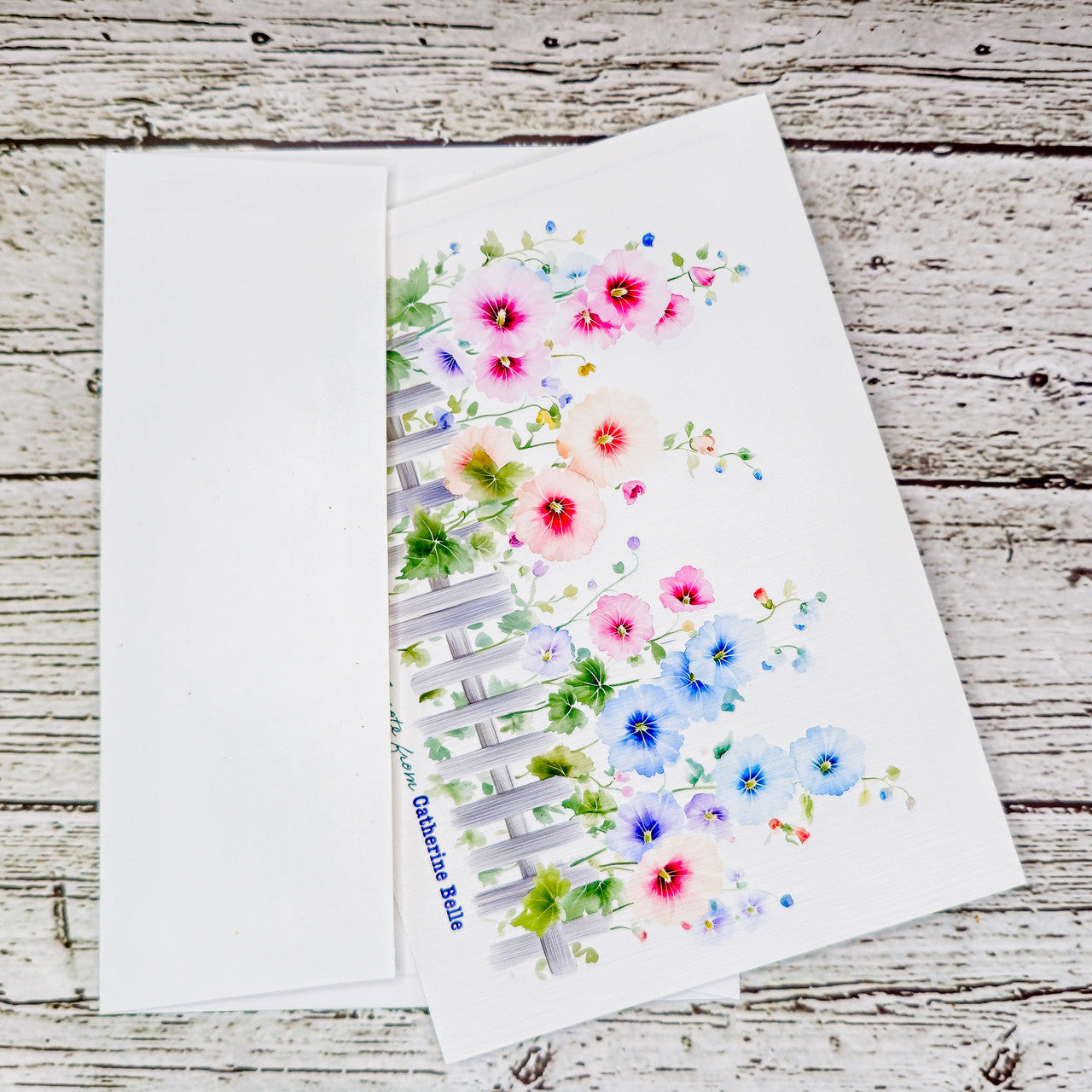 Personalized Set of  Notecards with Envelopes Featuring Hollyhocks image 4