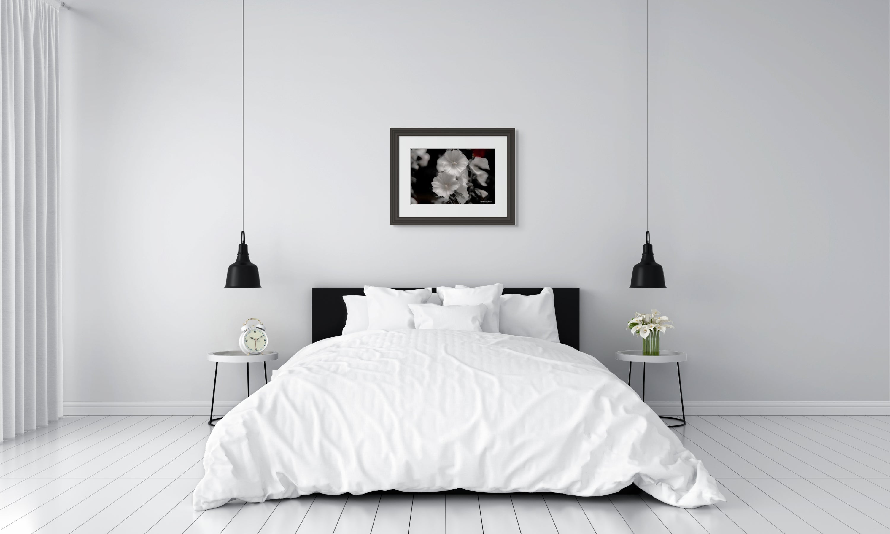 Hollyhocks in Black & White: A Giclee Print of Timeless Grace image 6