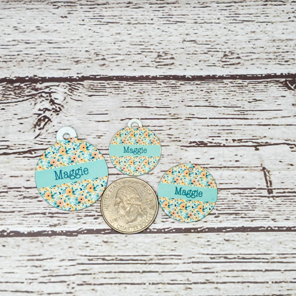 Pet ID Tag Floral Two Sided- Round - Medium, Small, and Extra Small, Flower Pet image 4