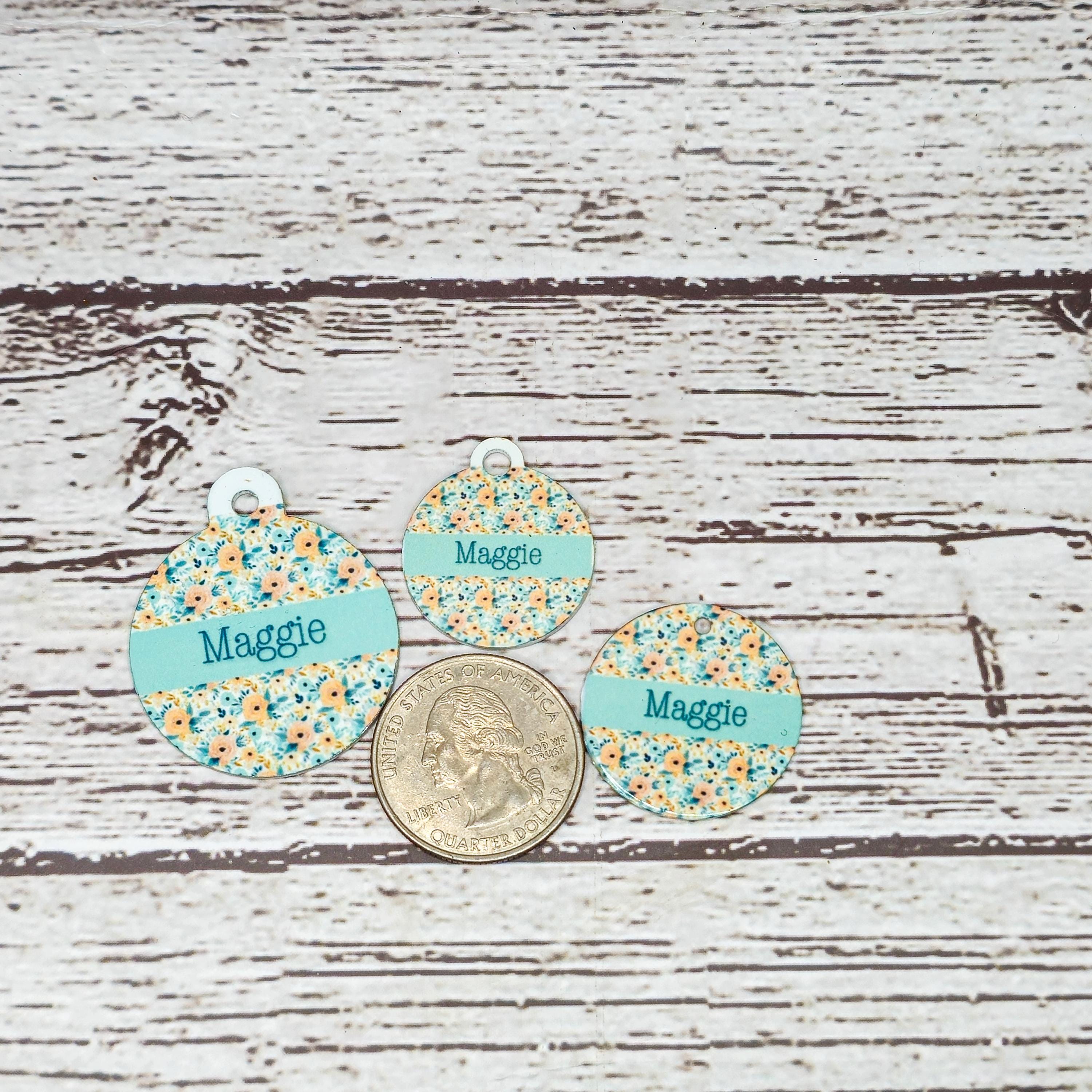 Pet ID Tag Floral Two Sided- Round - Medium, Small, and Extra Small, Flower Pet image 4