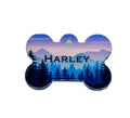 Mountain Scenery Lavender Dog Bone Pet ID Tag image 0
