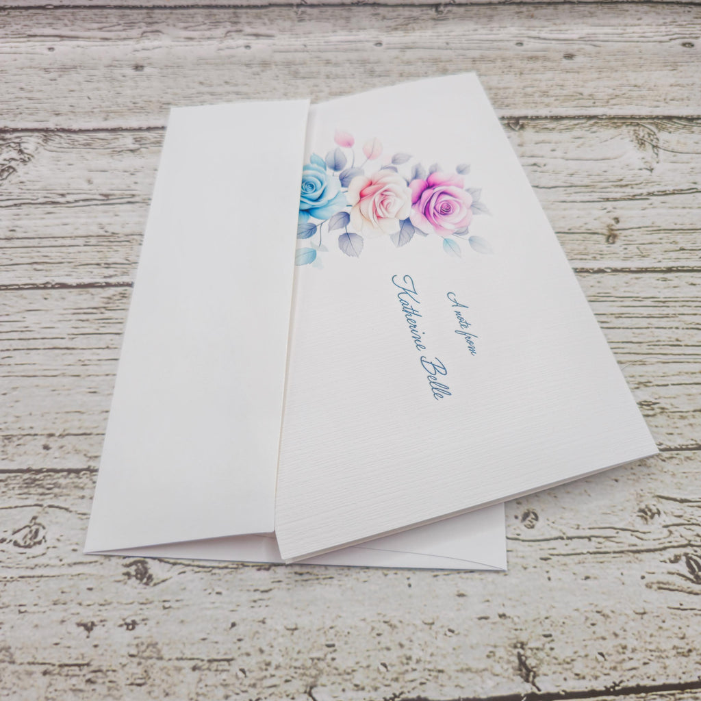 Personalized Note Card Set with Envelopes, Five Rose Designs ,Greeting Card image 8