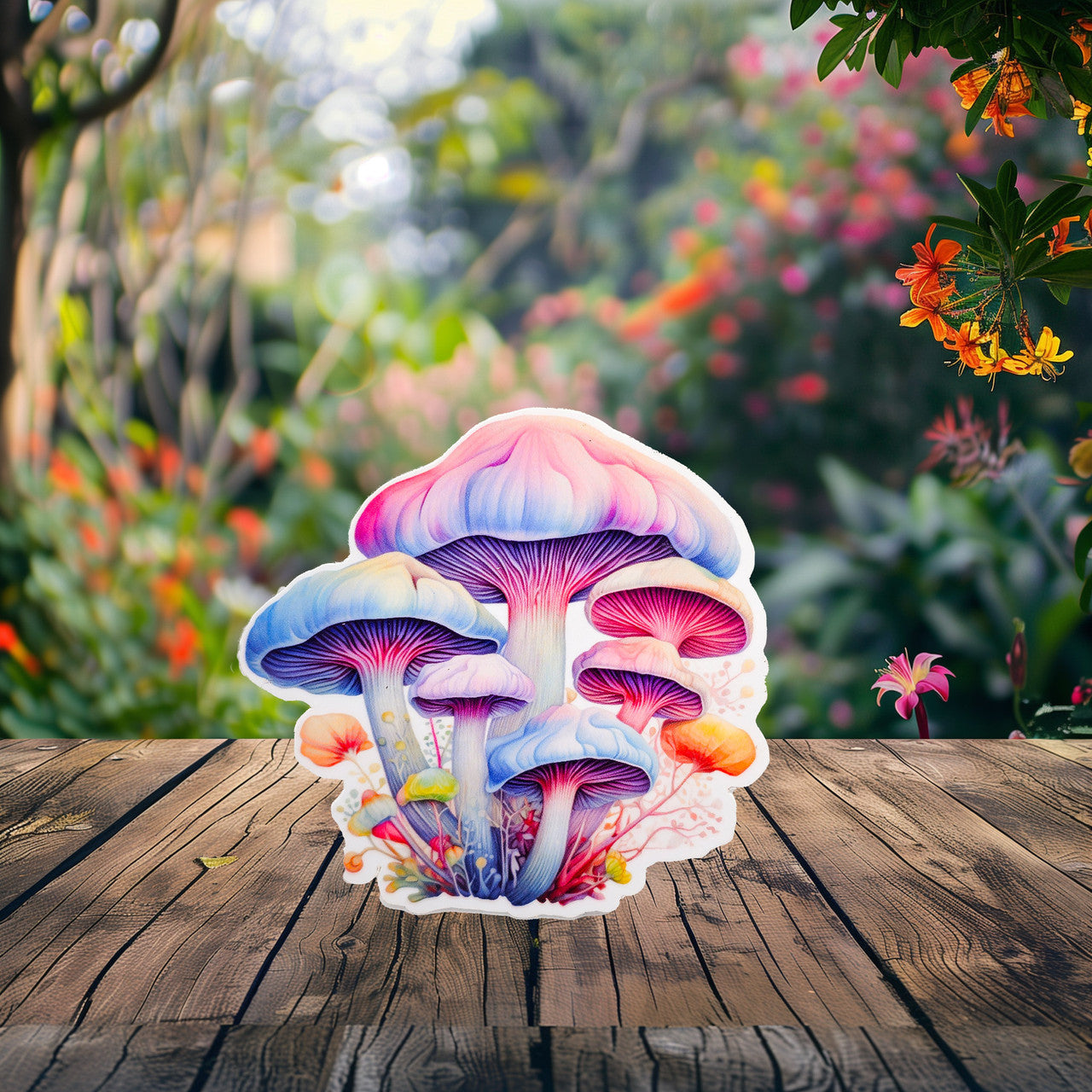 Groovy Mushroom Stickers - Set of Two Stickers - Vinyl Stickers - Watercolor image 1