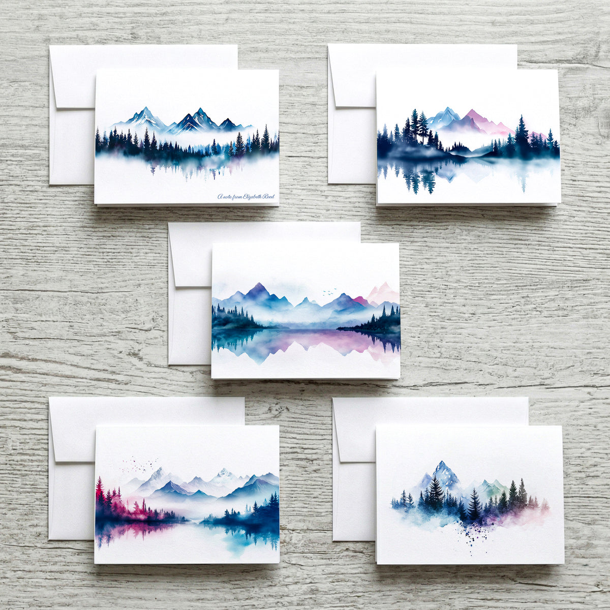 Mountain Inspired Set of Notecards with Envelopes, Greeting Card Bundle image 0