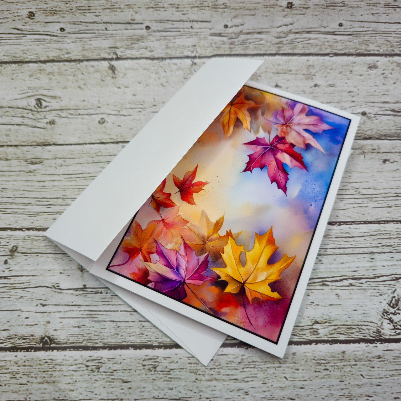 Watercolor Autumn Leaves Set of Notecards with Envelopes image 8
