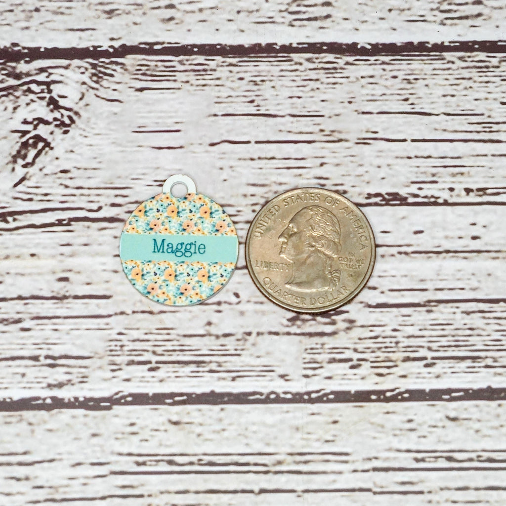 Pet ID Tag Floral Two Sided- Round - Medium, Small, and Extra Small, Flower Pet image 7