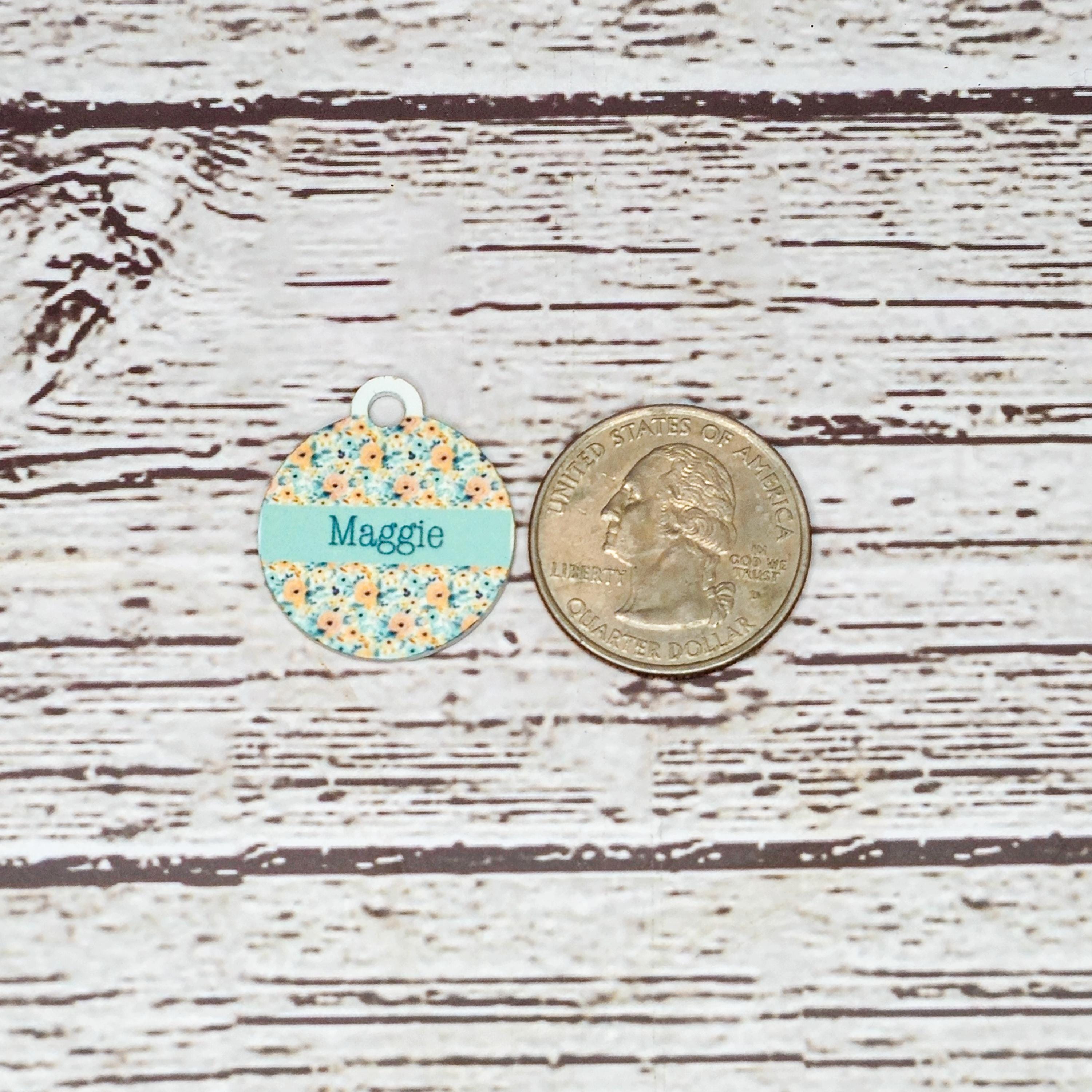 Pet ID Tag Floral Two Sided- Round - Medium, Small, and Extra Small, Flower Pet image 7