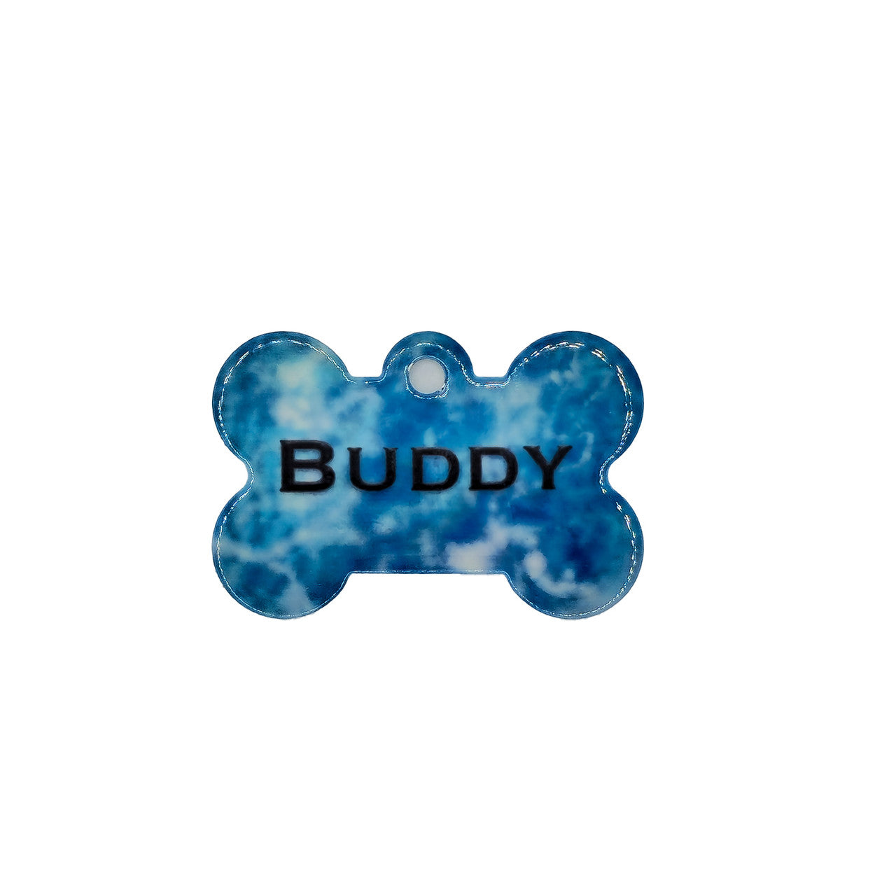Blues Watercolor Paint Pet ID Tag- Dog Bone image 0