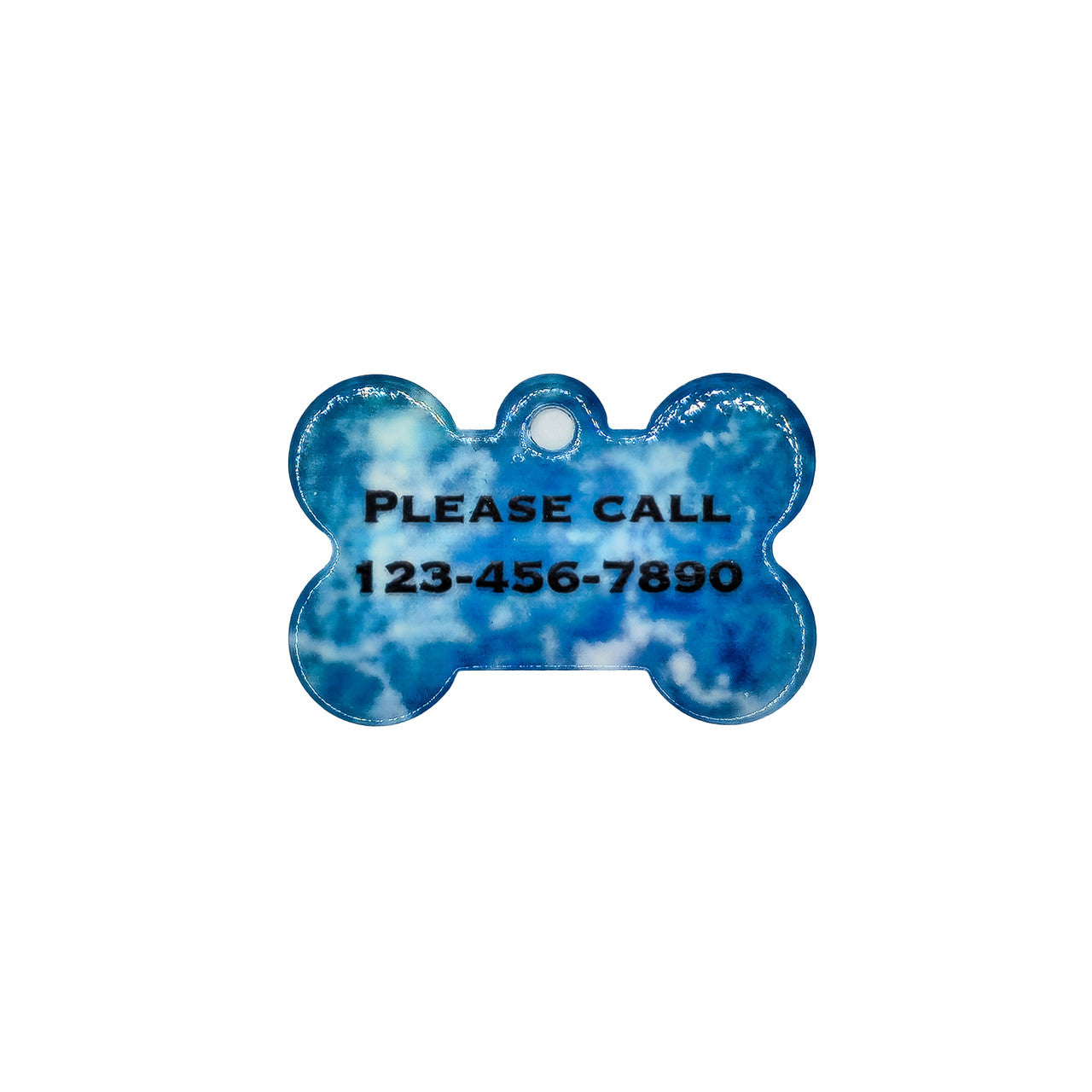 Blues Watercolor Paint Pet ID Tag- Dog Bone image 1