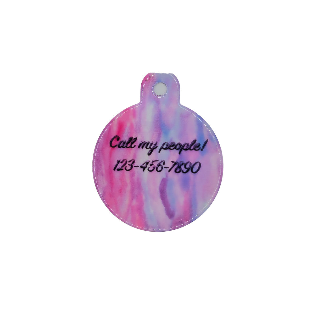 Pastel Watercolor Paint Pet ID Tag Round image 1