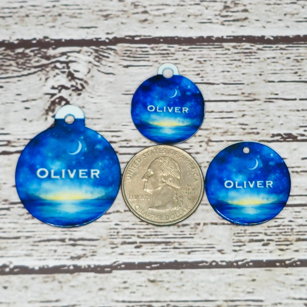 Pet ID Tag Moonlit Ocean Two Sided- Round, Medium, Small, and Extra Small image 4