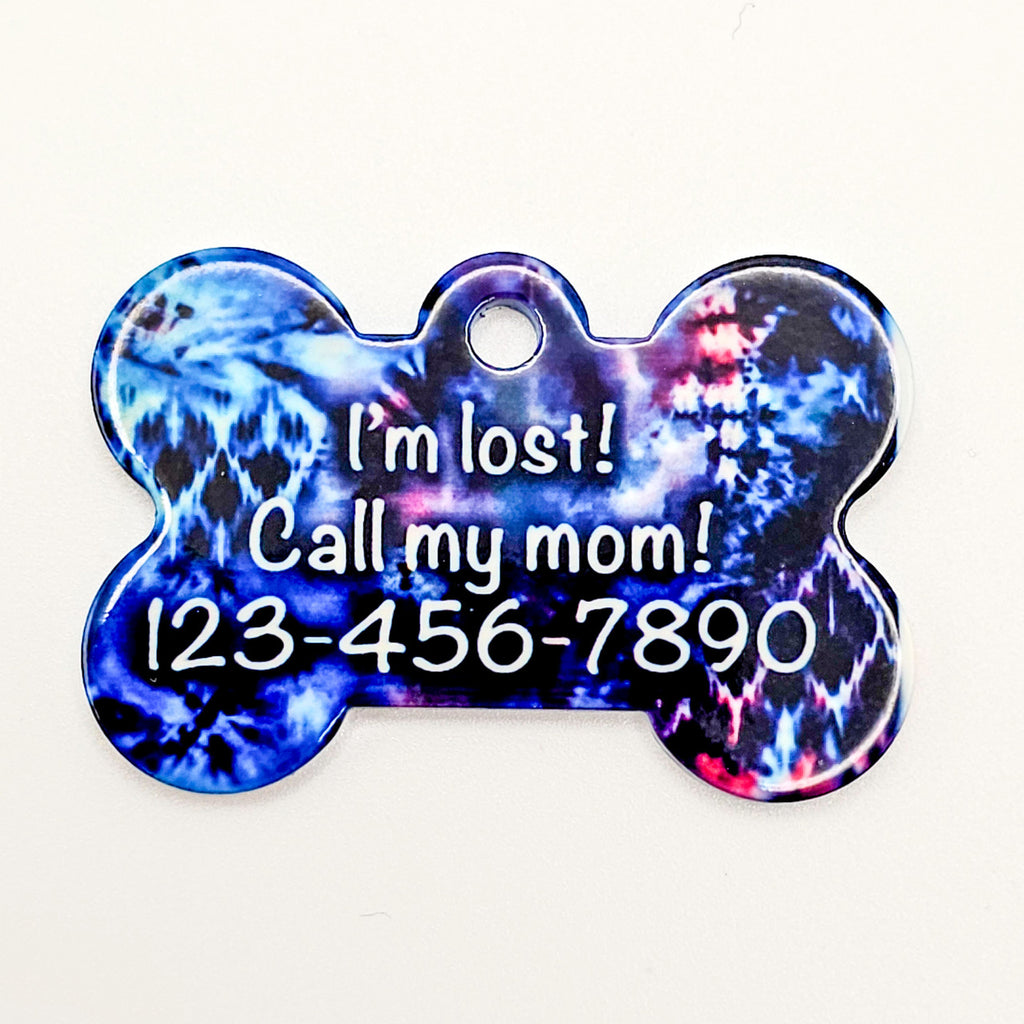 Tie-Dye Tails Pet ID Tag - A Retro Badge for Your Groovy Pet image 1