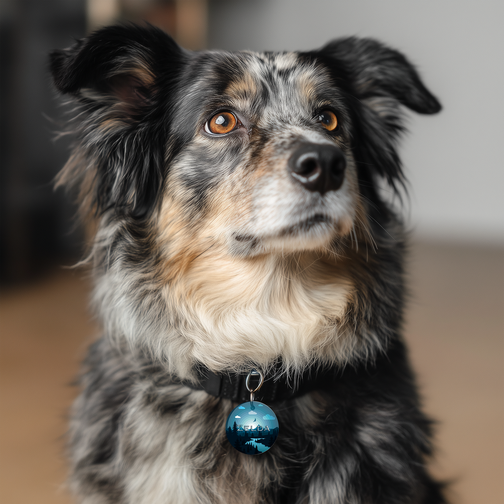 Moon Rising Mountain Scene Round Pet ID Tag image 2