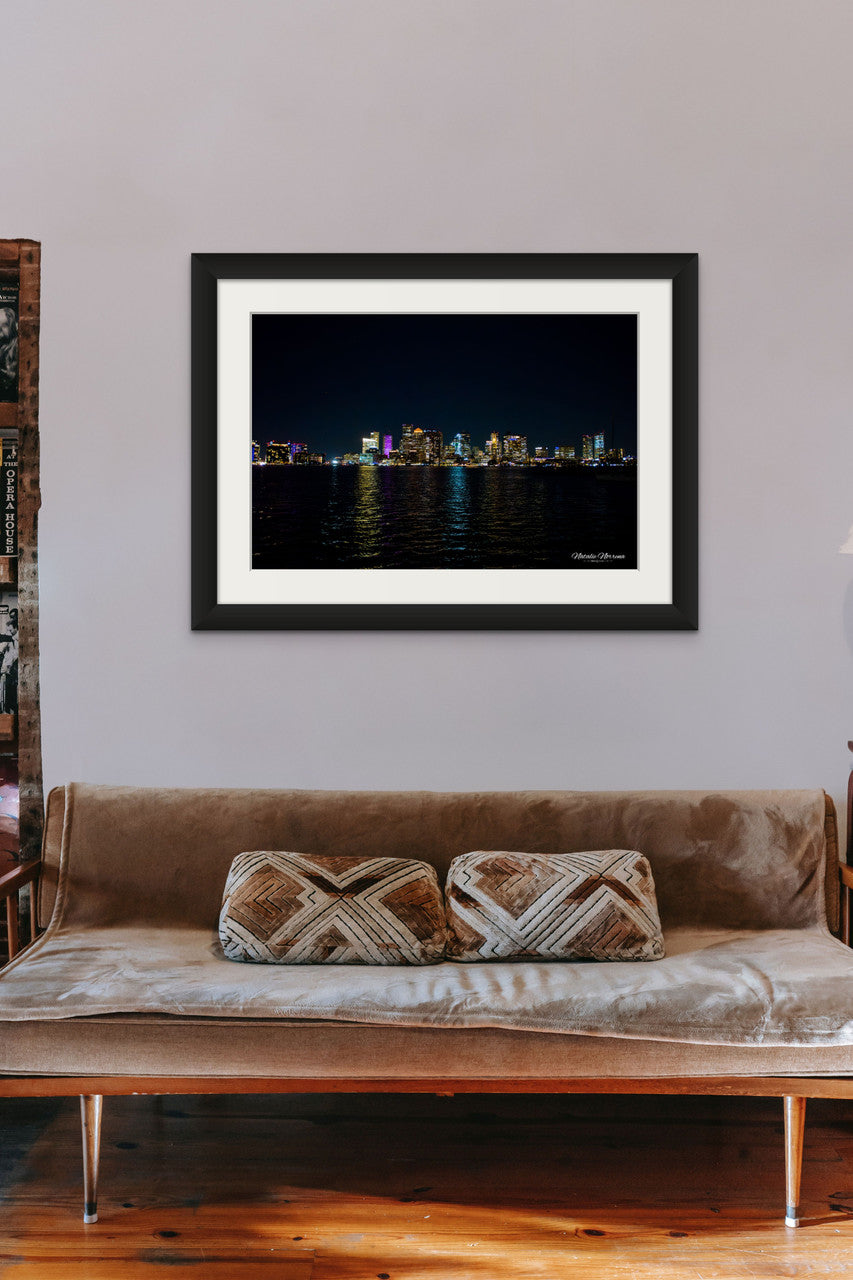 Boston Skyline Giclée Print: City Lights Dance on Harbor Waters image 6
