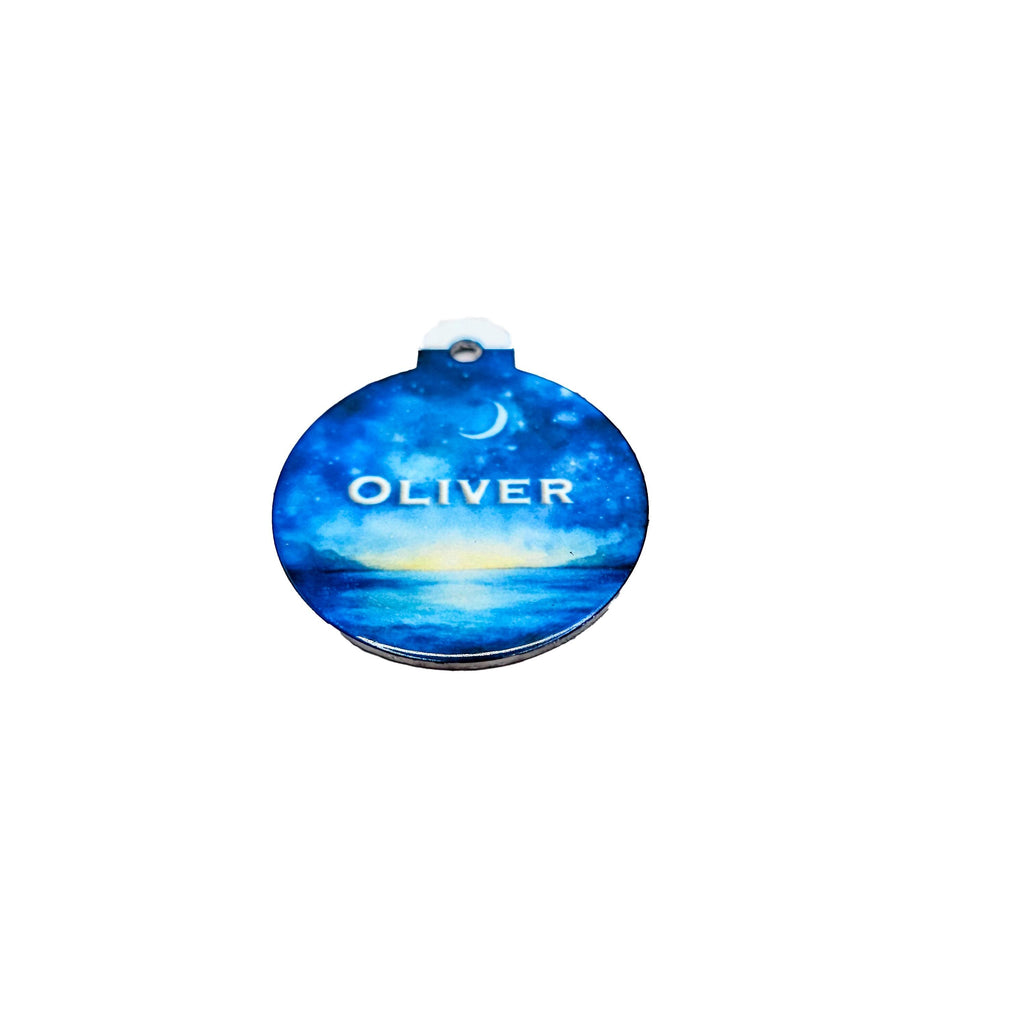 Pet ID Tag Moonlit Ocean Two Sided- Round, Medium, Small, and Extra Small image 2