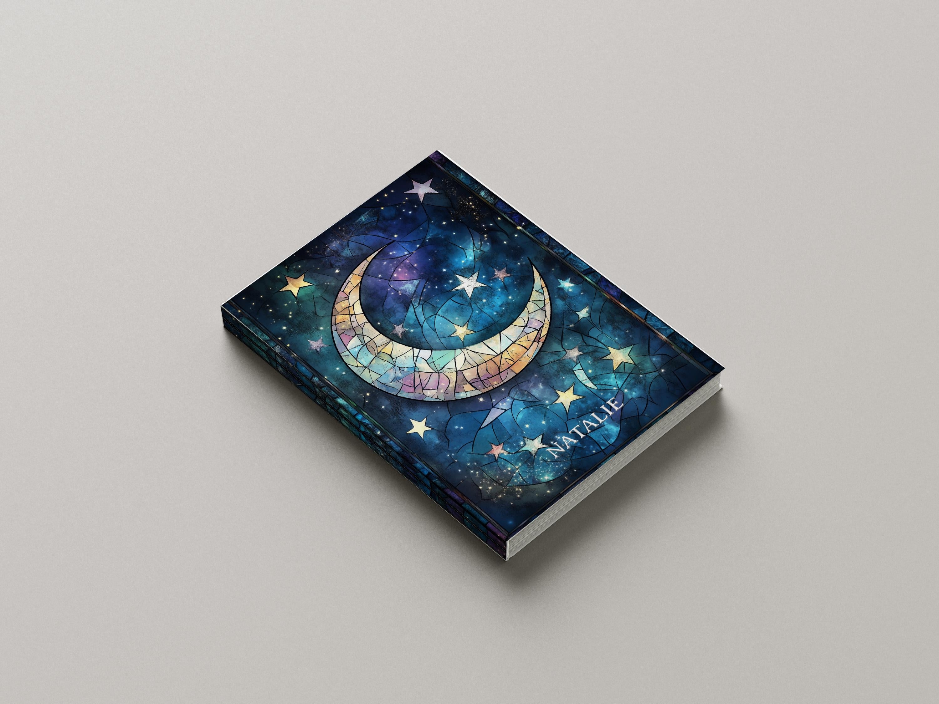 Personalized Journal Stained Glass Moon and Stars, Hardcover, Softcover image 4