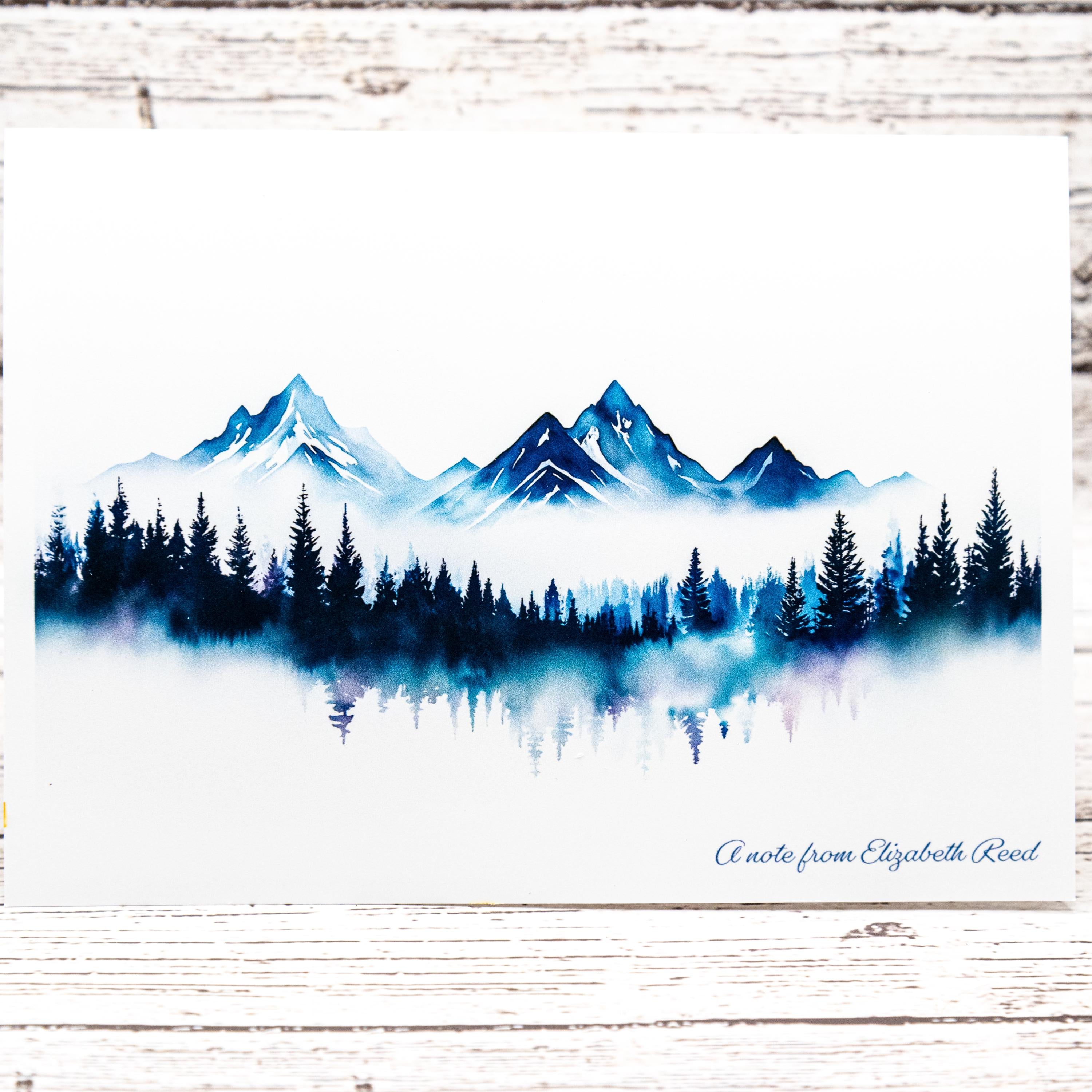 Mountain Inspired Set of Notecards with Envelopes, Greeting Card Bundle image 1