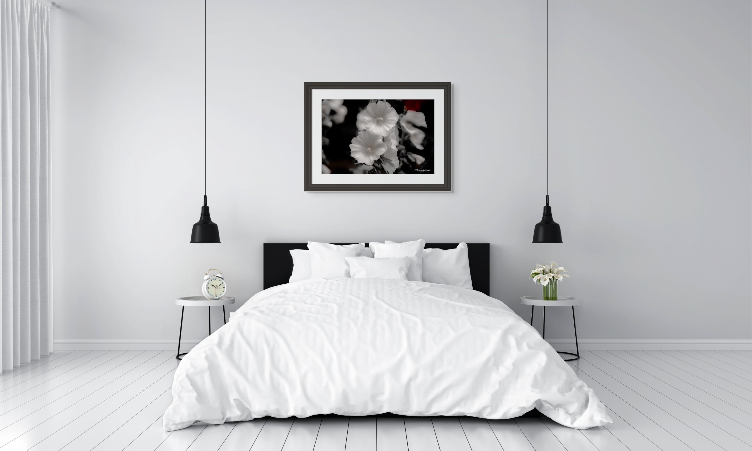 Hollyhocks in Black & White: A Giclee Print of Timeless Grace image 4
