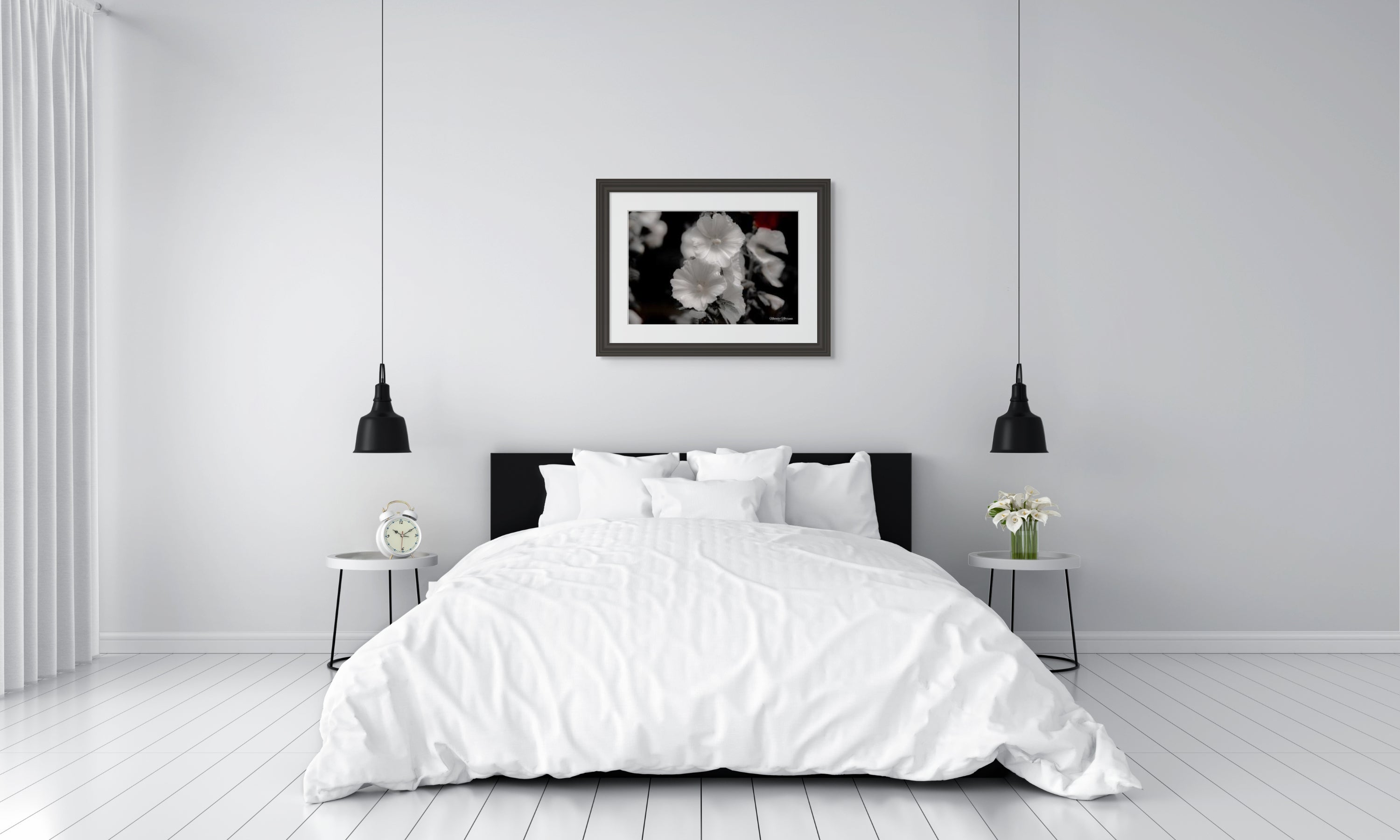 Hollyhocks in Black & White: A Giclee Print of Timeless Grace image 5