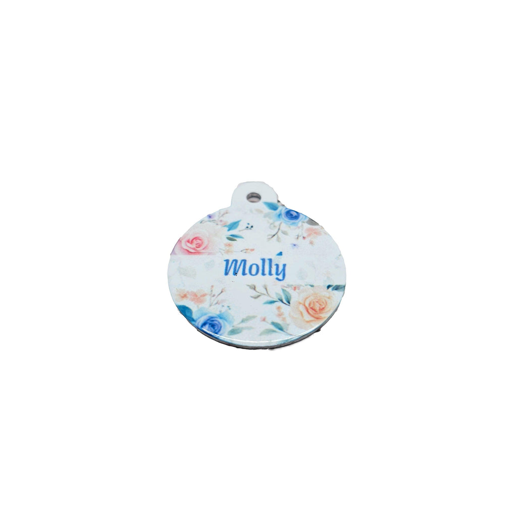 Pet ID Tag Roses Two Sided- Round - Medium, Small, and Extra Small, Flower Pet image 2