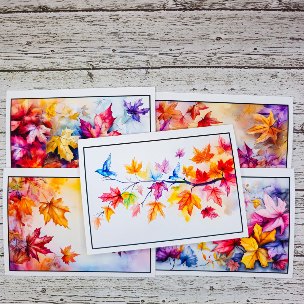 Watercolor Autumn Leaves Set of Notecards with Envelopes image 10