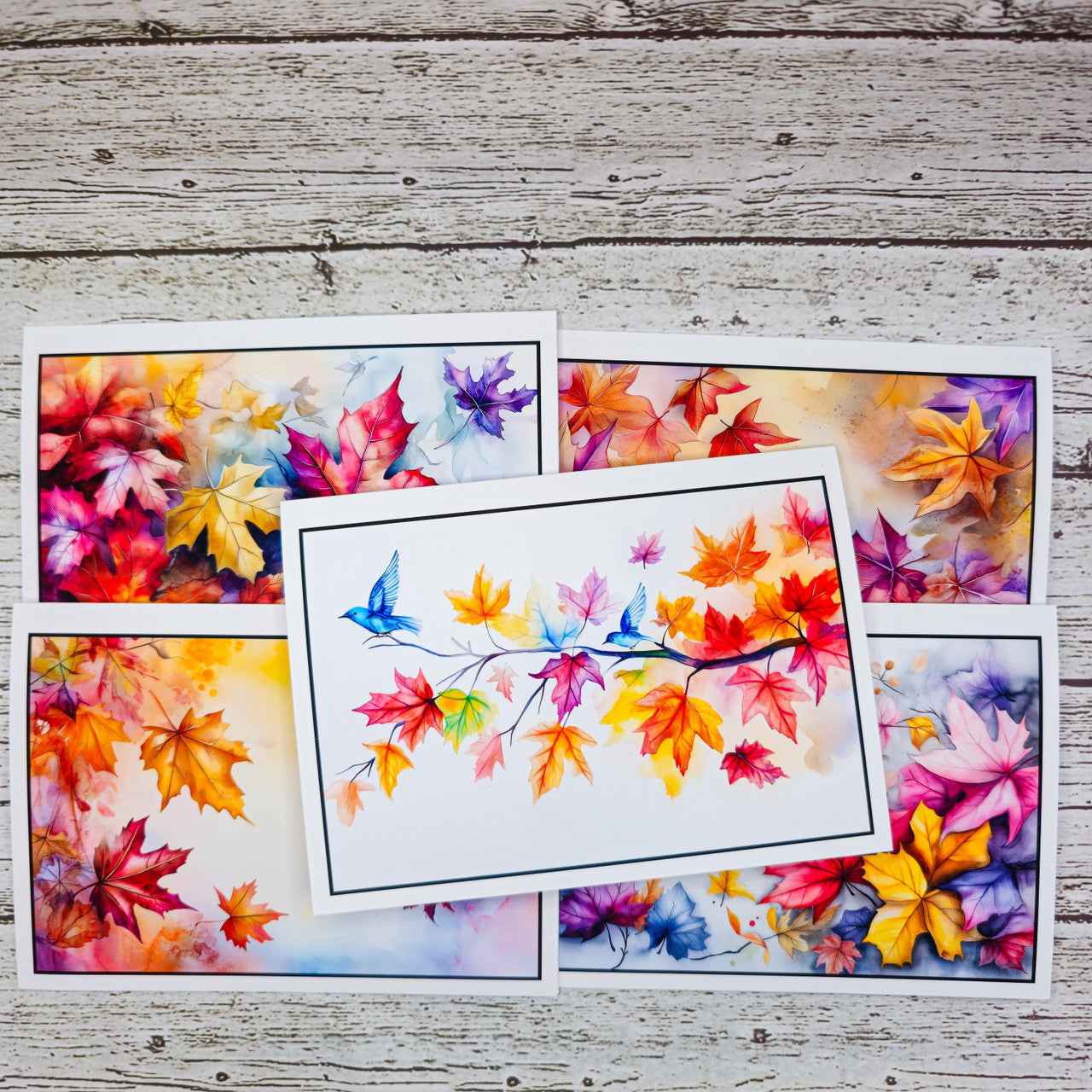 Watercolor Autumn Leaves Set of Notecards with Envelopes image 10