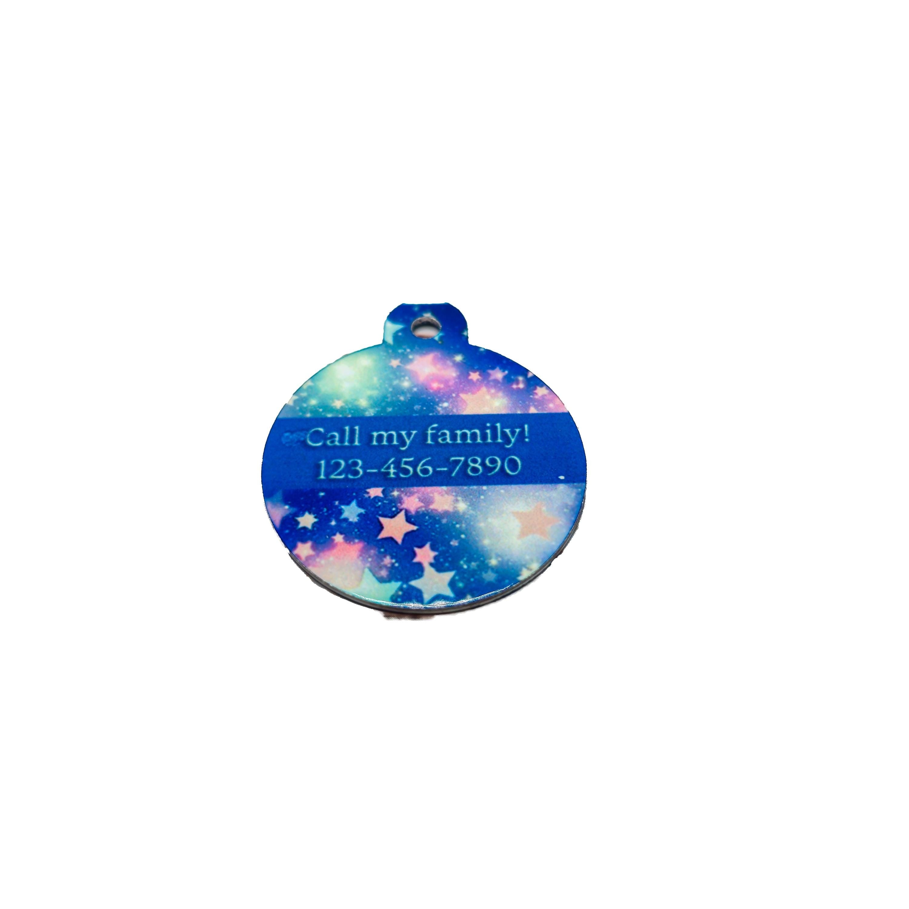 Pet ID Tag Galaxy Two Sided- Round Medium, Small, and Extra Small Celestial Pet image 3