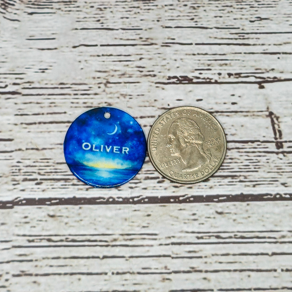 Pet ID Tag Moonlit Ocean Two Sided- Round, Medium, Small, and Extra Small image 6