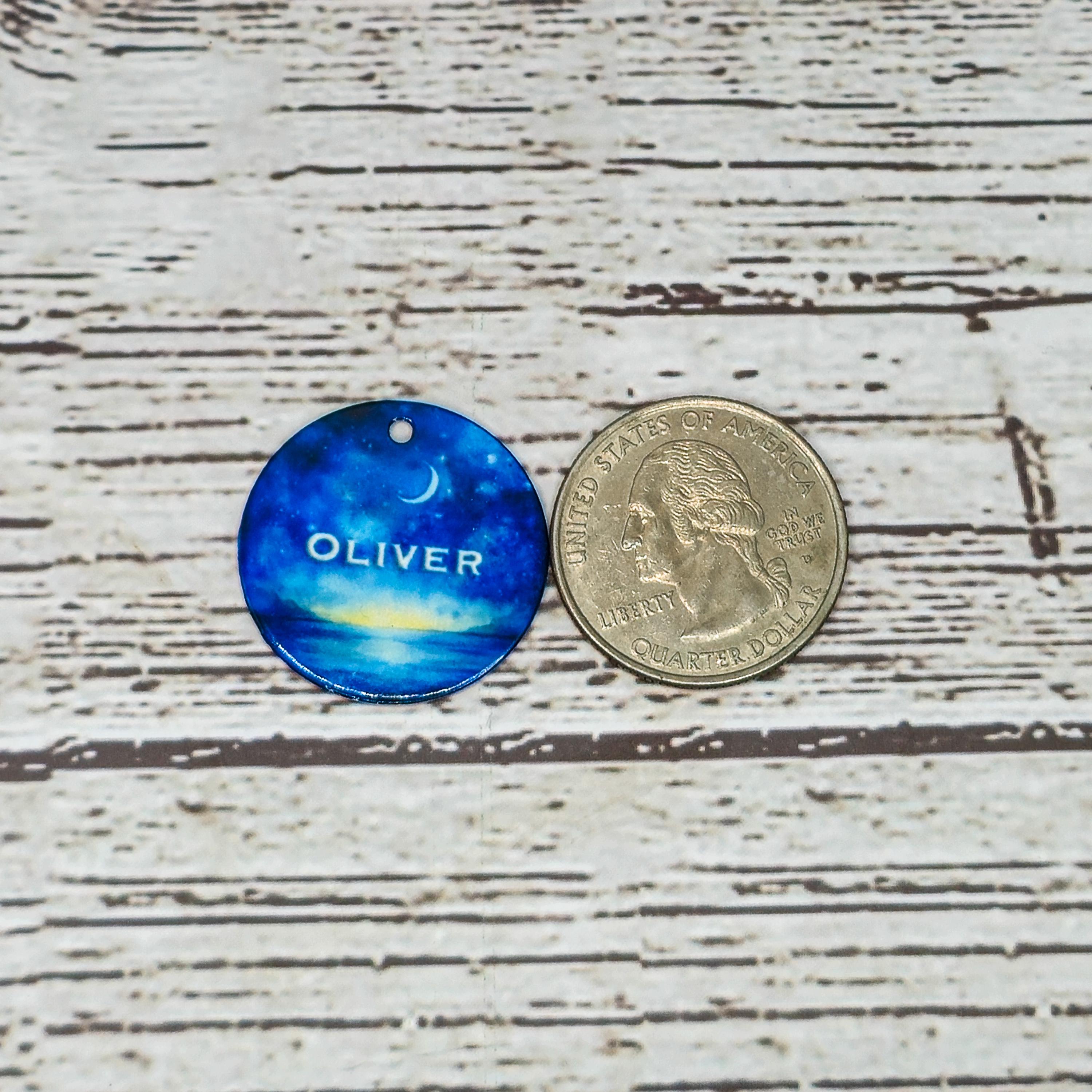 Pet ID Tag Moonlit Ocean Two Sided- Round, Medium, Small, and Extra Small image 6