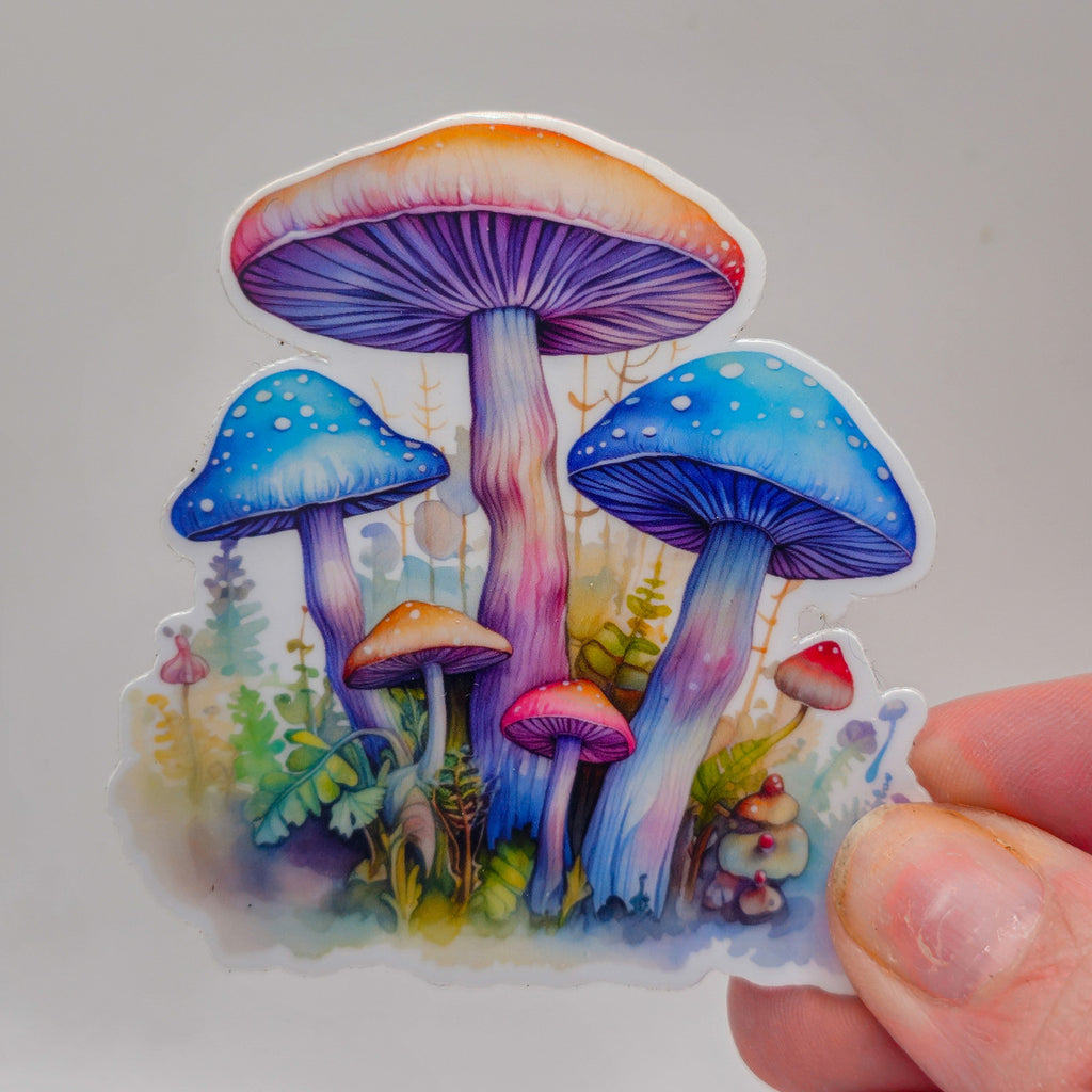 Groovy Mushroom Stickers - Set of Two Stickers - Vinyl Stickers - Watercolor ( image 4