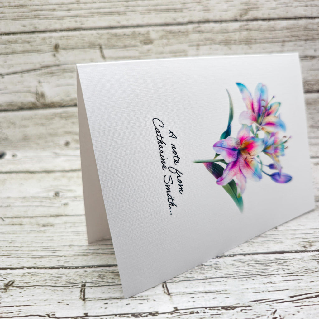 Personalized Set of  Notecards with Envelopes Featuring Lilies image 4