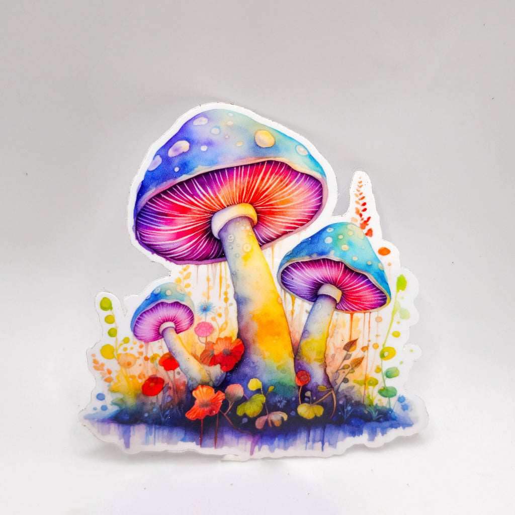 Groovy Mushroom Stickers - Set of Two Stickers - Vinyl Stickers - Watercolor image 3