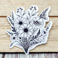 7 Black and White Flower Stickers - Vinyl Stickers - Floral Stickers - Journal image 0