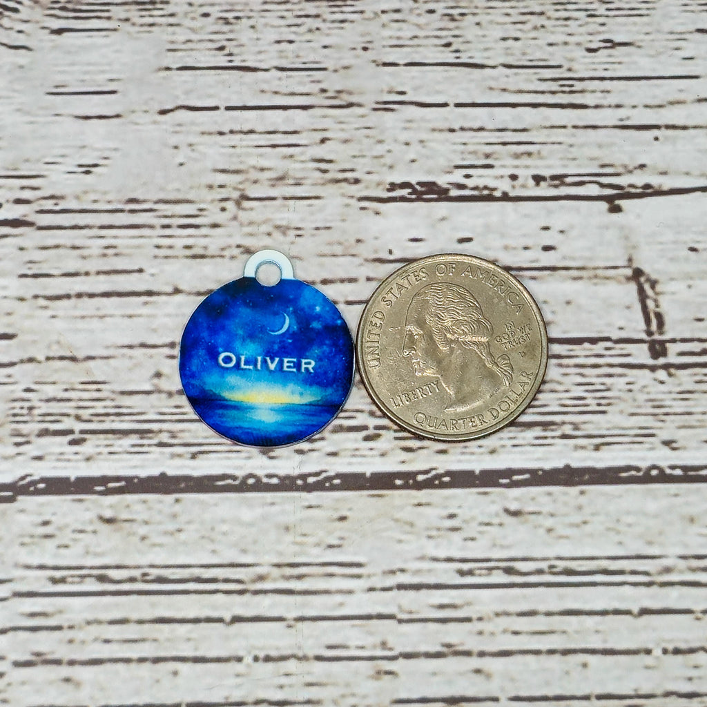 Pet ID Tag Moonlit Ocean Two Sided- Round, Medium, Small, and Extra Small image 7