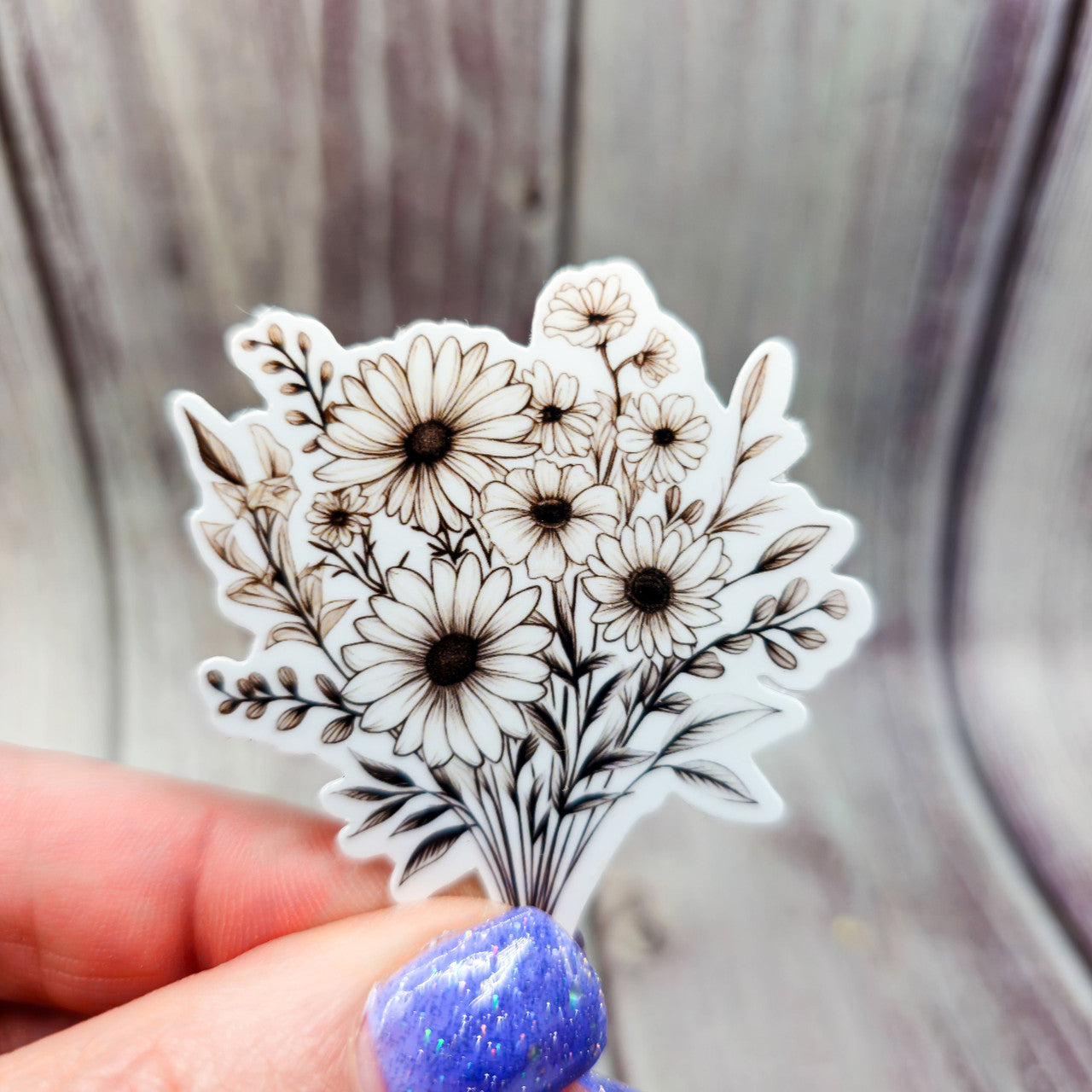 7 Black and White Flower Stickers - Vinyl Stickers - Floral Stickers - Journal image 9
