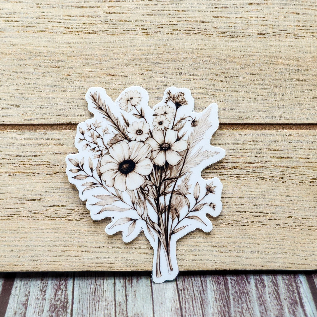 7 Black and White Flower Stickers - Vinyl Stickers - Floral Stickers - Journal image 5