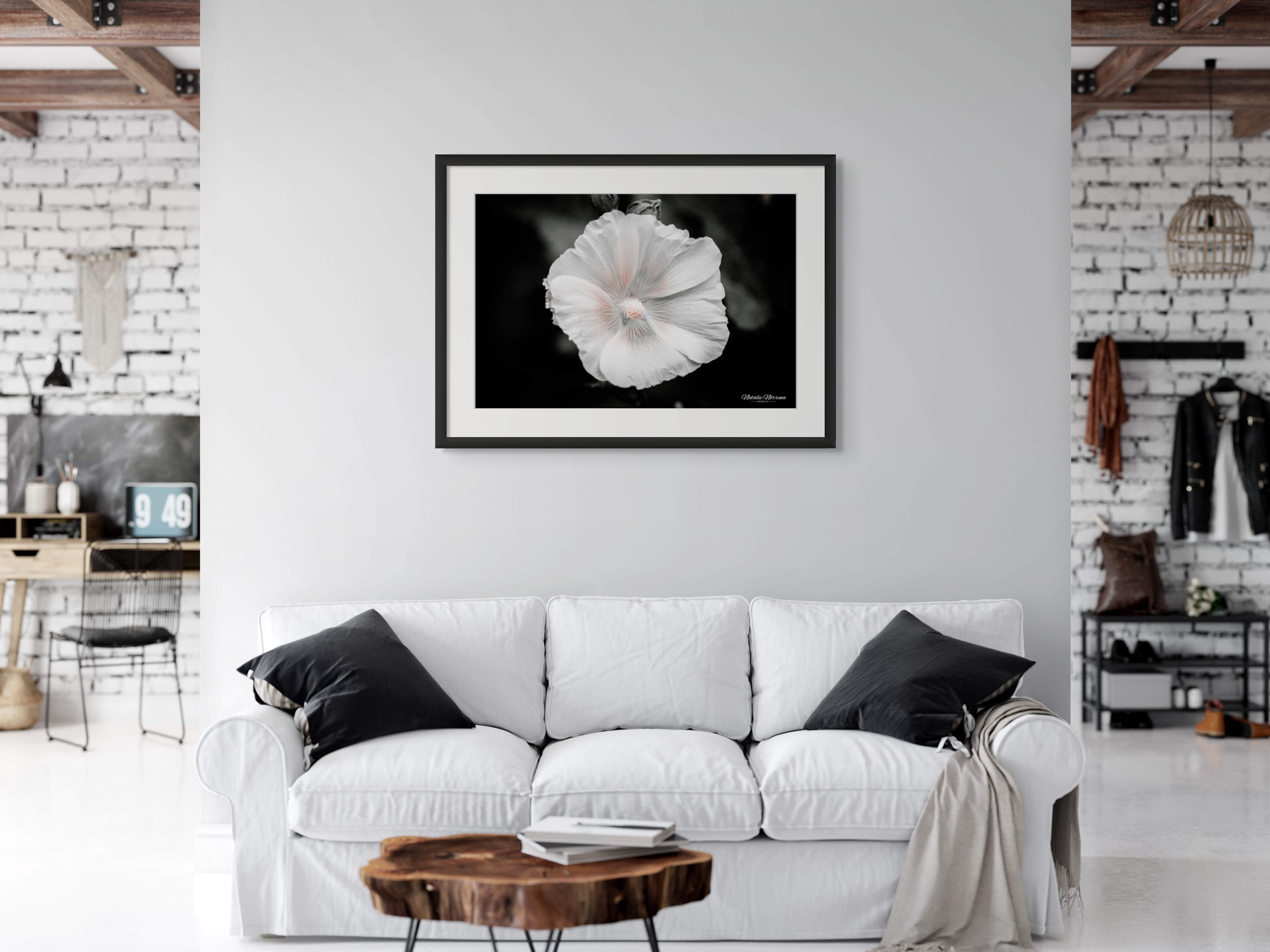 Hollyhock Monochrome Giclée Print: Elegance in Simplicity image 2